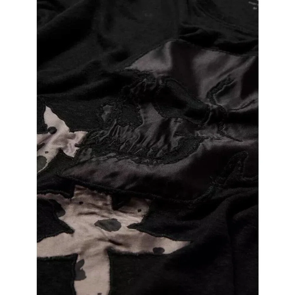 Skull John Varvatos Graphic T-Shirt Men's M Black Embroidered Linen Blend New